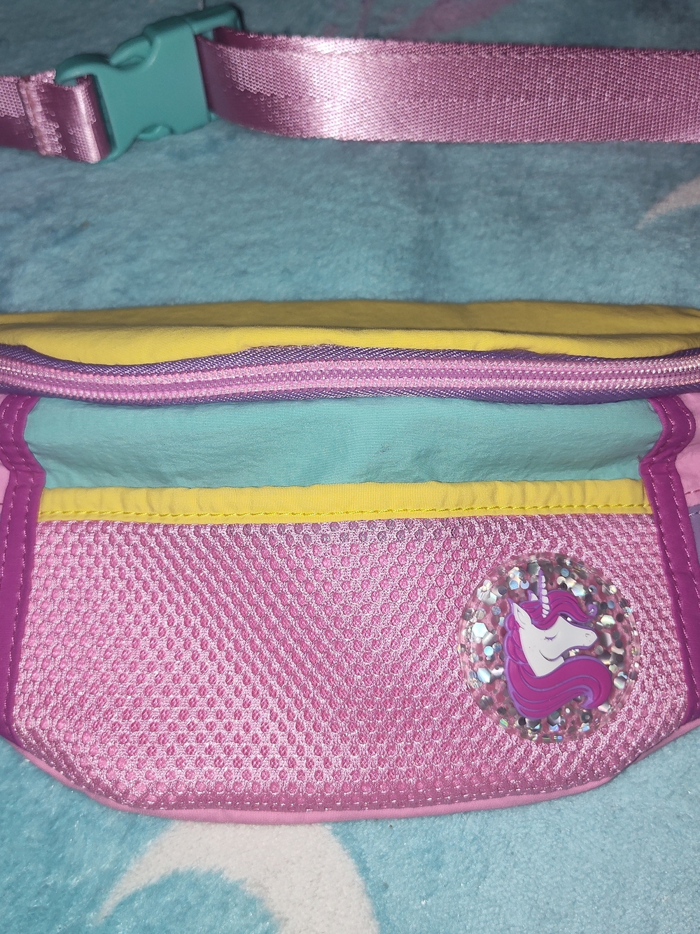 Place Pink Teal and Yellow Unicorn Kids Waist Bag